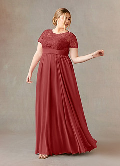 Azazie Annette Mother of the Bride Dresses Rust A-Line Lace Chiffon Dress image9