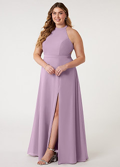 Azazie Clarice Bridesmaid Dresses Wisteria A-Line Halter Chiffon Dress image11
