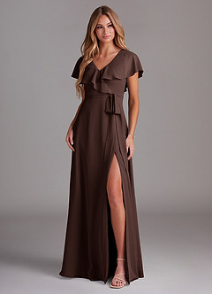 Azazie Lainey Abiti da Damigella Abito A-Line in Chiffon Con Tasche Ganache image3