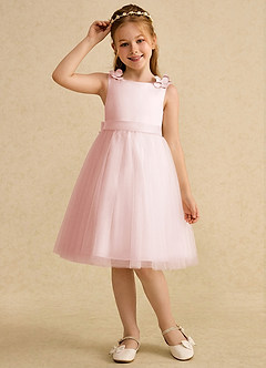 Azazie Lona Flower Girl Klänningar Klä A-Line i Matt satäng Rosett image3