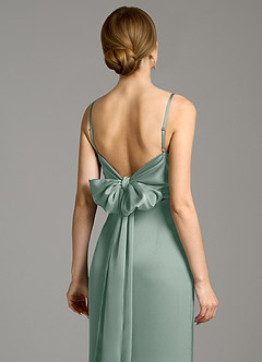 Azazie Adriane Abiti da Damigella Abito Tubino in Raso Elasticizzato Fiocco Salvia Argentata image2