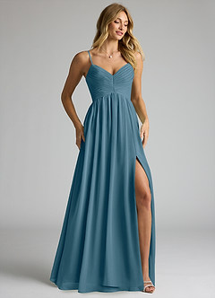 Azazie Alia Bridesmaid Dresses Bermuda A-Line Pleated Chiffon Dress image2