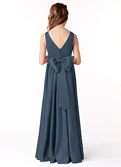 Azazie Hathaway Junior Neptune A-Line Bow Matte Satin Dress image2