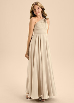 Azazie Charlize Junior A-Linie Plissee Chiffon Kleid Champagner image5