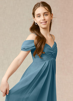 Azazie Kaitlynn Junior Bermuda A-Line Off the Shoulder Chiffon Dress image6