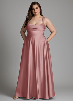 Azazie Azaria Bridesmaid Dresses Dusty Rose A-Line Corset Stretch Satin Dress image9