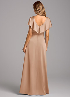 Azazie Lainey Bridesmaid Dresses English Rose A-Line with Pockets Stretch Satin Dress image2