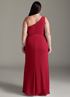 Azazie Liza Bridesmaid Dresses Scarlet Mermaid One Shoulder Chiffon Dress image7