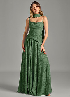 Azazie Gabriela Abiti da Damigella Abito A-Line in Burnout Floreale Senza Cinturino Eucalipto image6