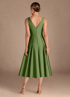 Azazie Fulton Mother of the Bride Dresses Juniper A-Line Pleated Stretch Satin Dress image3