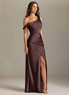 Azazie Madelyn Bridesmaid Dresses Ganache Mermaid One Shoulder Stretch Satin Convertible Dress image4