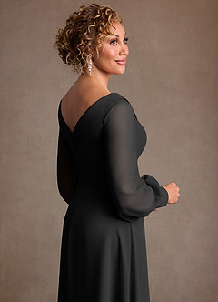 Azazie Paterson Klänningar till brudens mor Klä A-Line i Chiffong Plisserad Svart image7