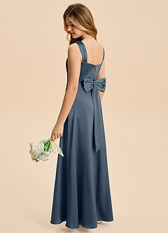 Azazie Kiki Junior Twilight A-Line Bow Stretch Satin Dress image2