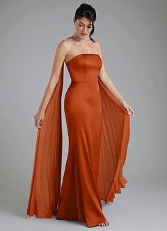 Azazie Tyler Bridesmaid Dresses Burnt Orange Sheath Strapless Stretch Satin Convertible Dress image9