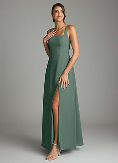 Azazie Debra Bridesmaid Dresses Sea Moss A-Line with Pockets Chiffon Convertible Dress image5