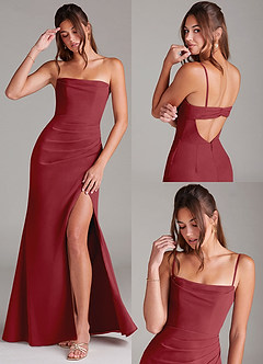 Azazie Leonis Vestidos de damas de honor Vestido de Granada de Gasa de Corte Recto Convertible con Sin tirantes image9