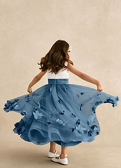 Azazie Vi Flower Girl Dresses Bermuda A-Line Sleeveless Tulle Dress image3