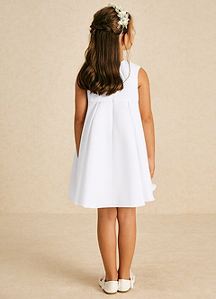 Azazie Zoey Flower Girl Dresses White A-Line Bow Matte Satin Dress image5