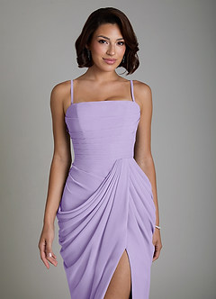 Azazie Nyra Bridesmaid Dresses Lilac Sheath Corset Chiffon Dress image3
