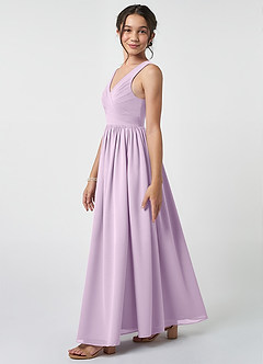 Azazie Keyla Junior A-Linie Plissee Chiffon Kleid Frostiges Flieder image3