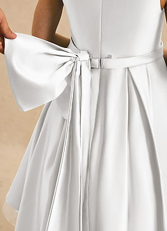 Azazie Josie Flower Girl Dresses White A-Line Pleated Matte Satin Dress image6