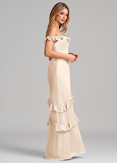 Azazie Marilynn 신부 들러리 드레스 인어 오프 더 숄더 쉬폰 바닥 길이 드레스 image5