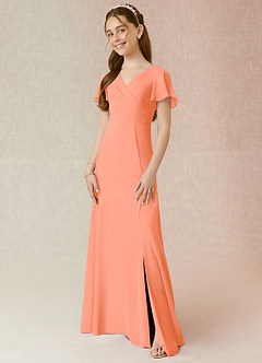 Azazie Induh Junior Sunset A-Line Ruched Chiffon Dress image1