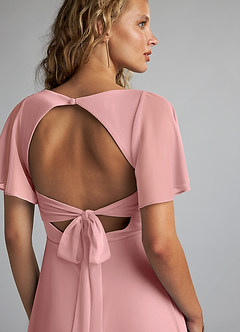 Azazie Induh Bridesmaid Dresses Dusty Rose A-Line Flutter V-neck Mesh Dress image6