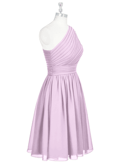Azazie Katrina Bridesmaid Dresses Frosted Lilac A-Line One Shoulder Chiffon Dress image8
