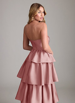 Azazie Faye Bridesmaid Dresses Dusty Rose A-Line Ruched Stretch Satin Dress image6
