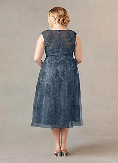 Azazie Flynn Mère de la mariée Robes Robe Trapèze en Tulle Col bateau dentelle Neptune image7