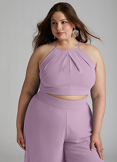 Azazie Kenzi Abiti da Damigella Tuta in Chiffon Plissettato Glicine image11