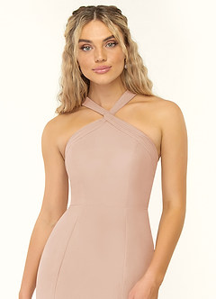 Azazie Rue Abiti da Damigella Abito A-Line in Chiffon con Scollo Halter Rosa Inglese image6