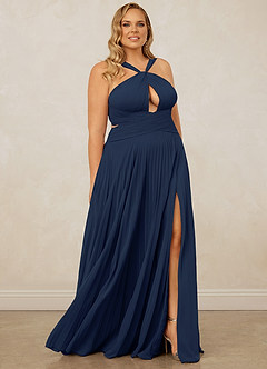 Christian Siriano Bridal for Azazie 1009 Bridesmaid Dresses Dark Navy A-Line Pleated Chiffon Dress image12