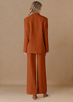 front Amelia Naranja Quemada Blazer extragrande de alto rendimiento con tejido refinado
