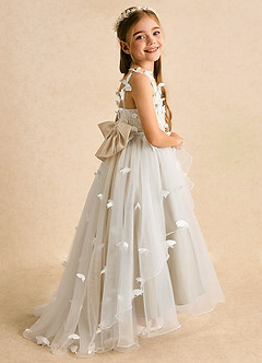 Azazie Darlina Flower Girl Dresses Ivory Champagne Ball-Gown Lace Tulle Dress image1
