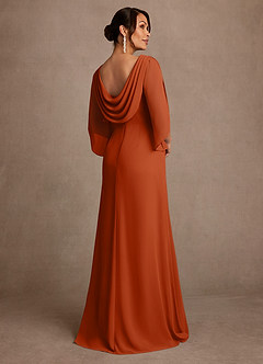 Azazie Anaheim Abiti per la Madre della Sposa Abito A-Line in Chiffon Plissettato Arancia Bruciata image2
