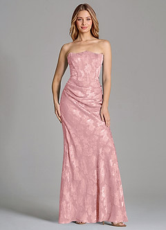 Azazie Ezrena Bridesmaid Dresses Light Pink Mermaid Strapless Floral Burnout Convertible Dress image3