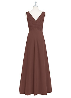 Azazie Flora Bridesmaid Dresses Espresso A-Line Pleated Chiffon Dress image8