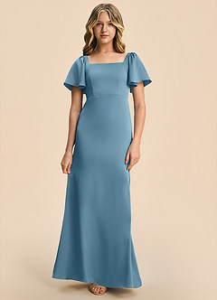 Azazie Chace Junior Bermuda Sheath Stretch Satin Dress image4