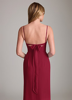 Azazie Mai Bridesmaid Dresses Burgundy Sheath Pleated Chiffon Dress image6