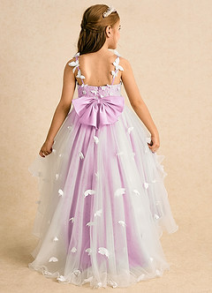 Azazie Darlina Robe Demoiselle D'honneur Fillette Robe Princesse en Tulle Dentelle Ivoire Rose Bonbon image7