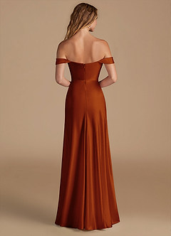 Azazie Jackalin Bridesmaid Dresses Auburn A-Line Off the Shoulder Metallic Satin Convertible Dress image5