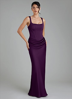 Azazie Etta Robes de demoiselle d'honneur Robe Sirène en Satin extensible Corset Grain De Raisin image4