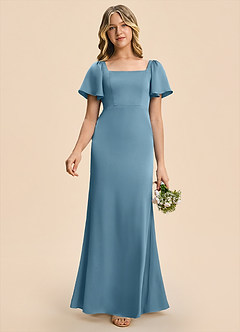 Azazie Chace Junior Bermuda Sheath Stretch Satin Dress image1