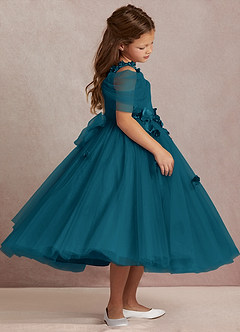 Azazie Shaylee vestidos de niña de las flores Vestido de Azul Tinta de Tul de Corte En A con Vestidos sin tirantes image4
