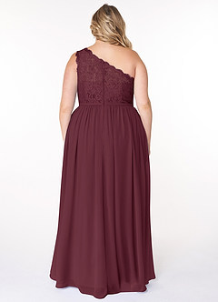 Azazie Demi Brautjungfernkleider A-Linie One-Shoulder Chiffon Kleid Cabernetrot image12