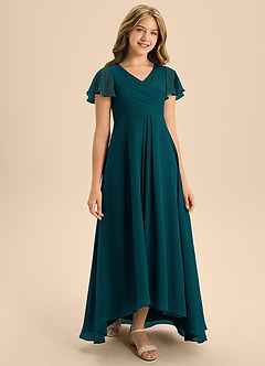 Azazie Induh Junior A-Linie Plissee Chiffon Kleid Kiefer image3