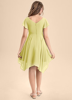 Azazie Janeaurelia Junior Lemon Sorbet A-Line Pleated Chiffon Dress image2