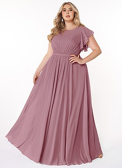 Azazie Daphne Modest Bridesmaid Dresses A-Line Ruffled Chiffon Floor-Length Dress image6